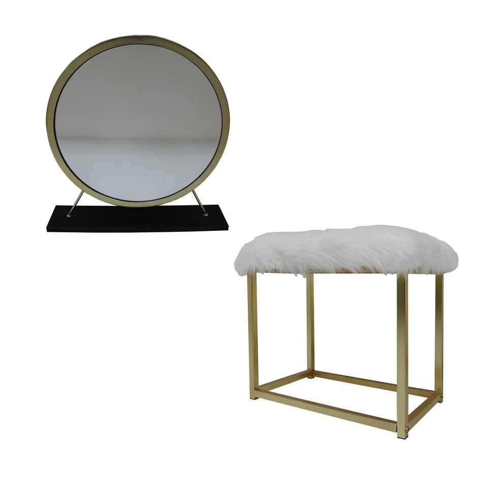  Adao Vanity Mirror and Stool 