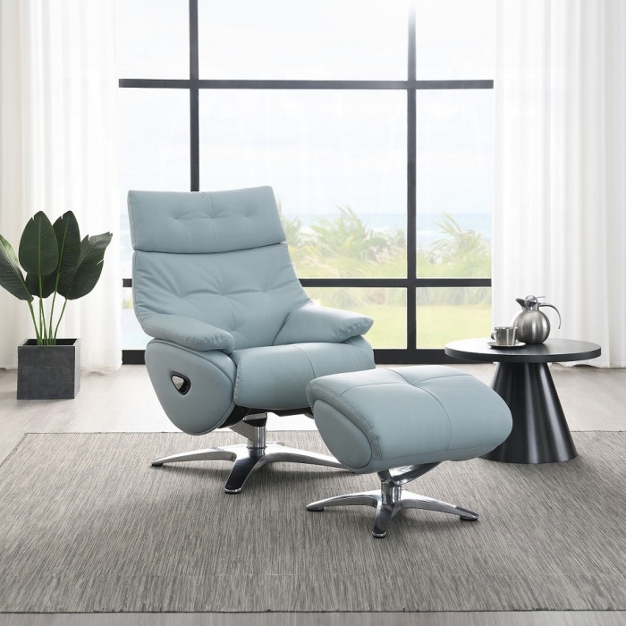  Janella MOTION ACCENT CHAIR With SWIVEL and OTTOMAN 