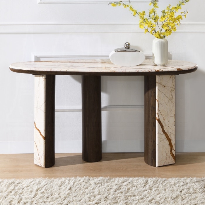  Haidar Console Table With Marble Top 