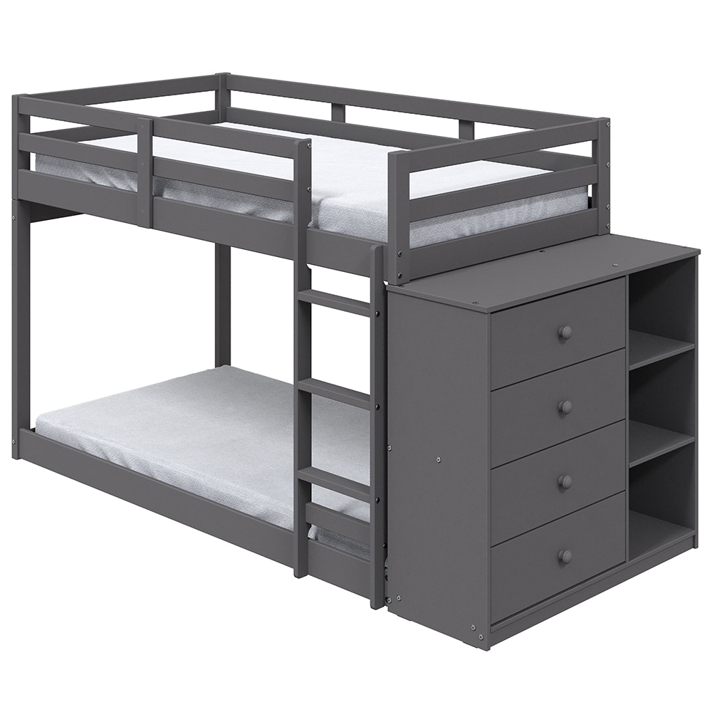  Gaston Twin/Twin Bunk Bed With 4 Drawers and 3 Compartments 