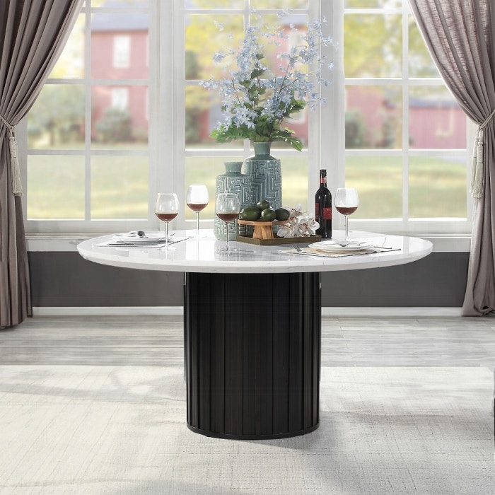  Jaramillo Round Dining Table With Engineered Marble Top 