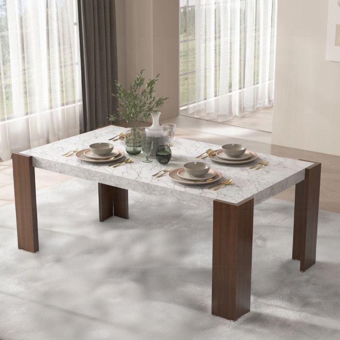  Hettie Dining Table With Engineeed Stone Top 