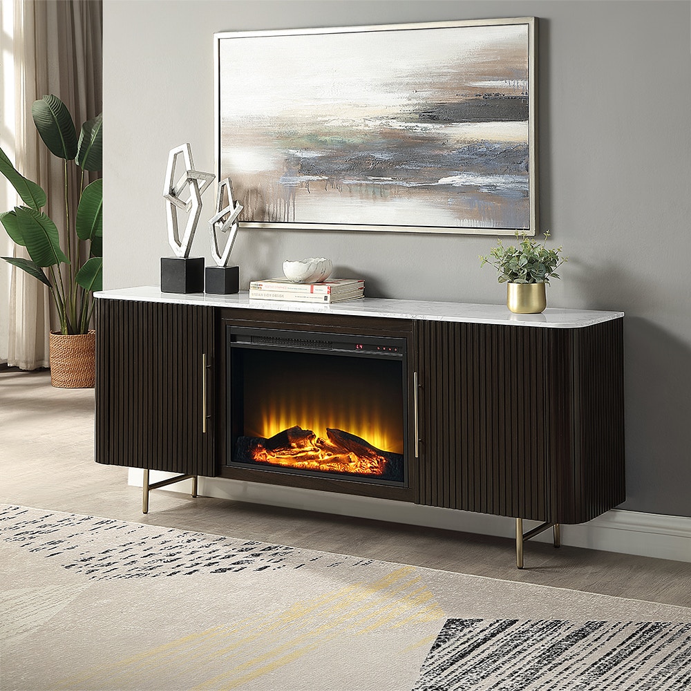  Clayten Server with Marble Top and Fireplace 