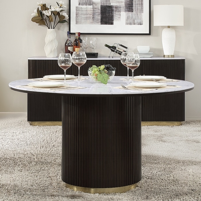  Clayten Round Dining Table with Marble 