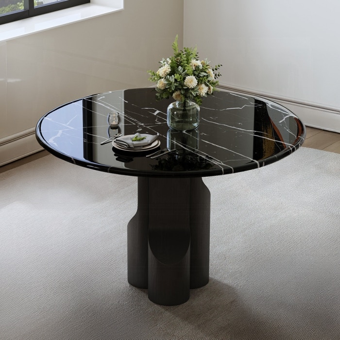  Kinton Round Dining Table with Natural Marble Top 