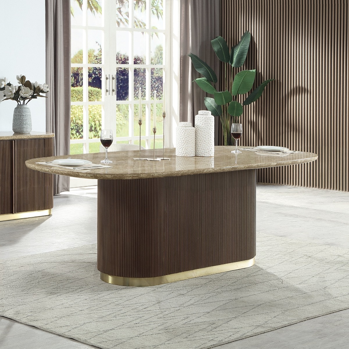  Clayten Dining Table with Natural Marble Top 