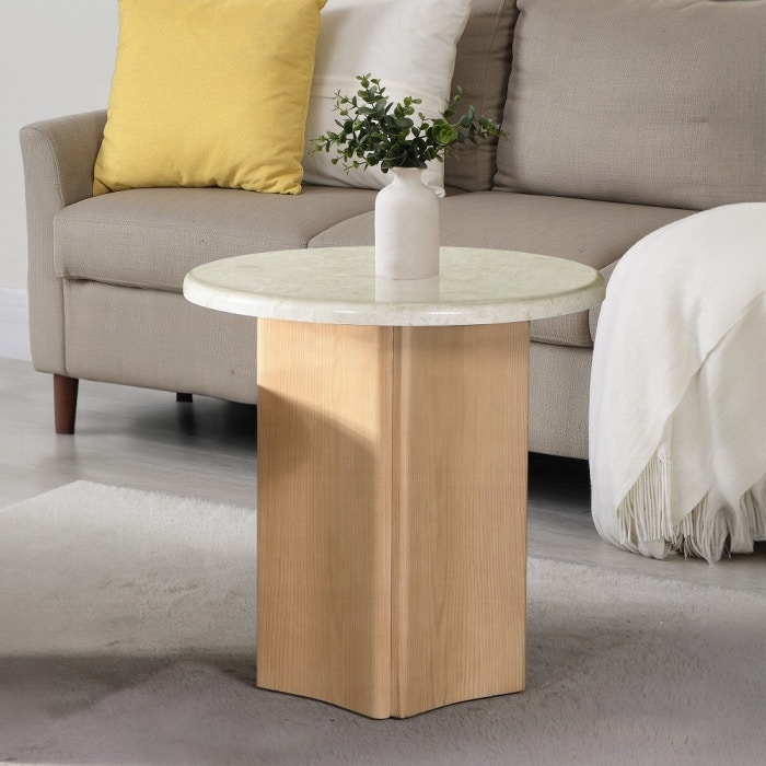  Qwin End Table With Marble Top 