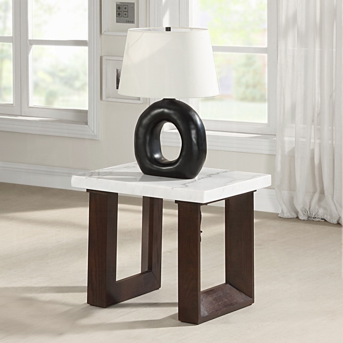  Edwyn End Table with Marble Top 
