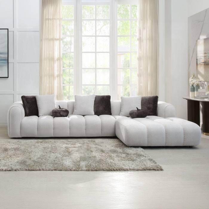  Manilla Sectional Sofa with 8 Pillows 