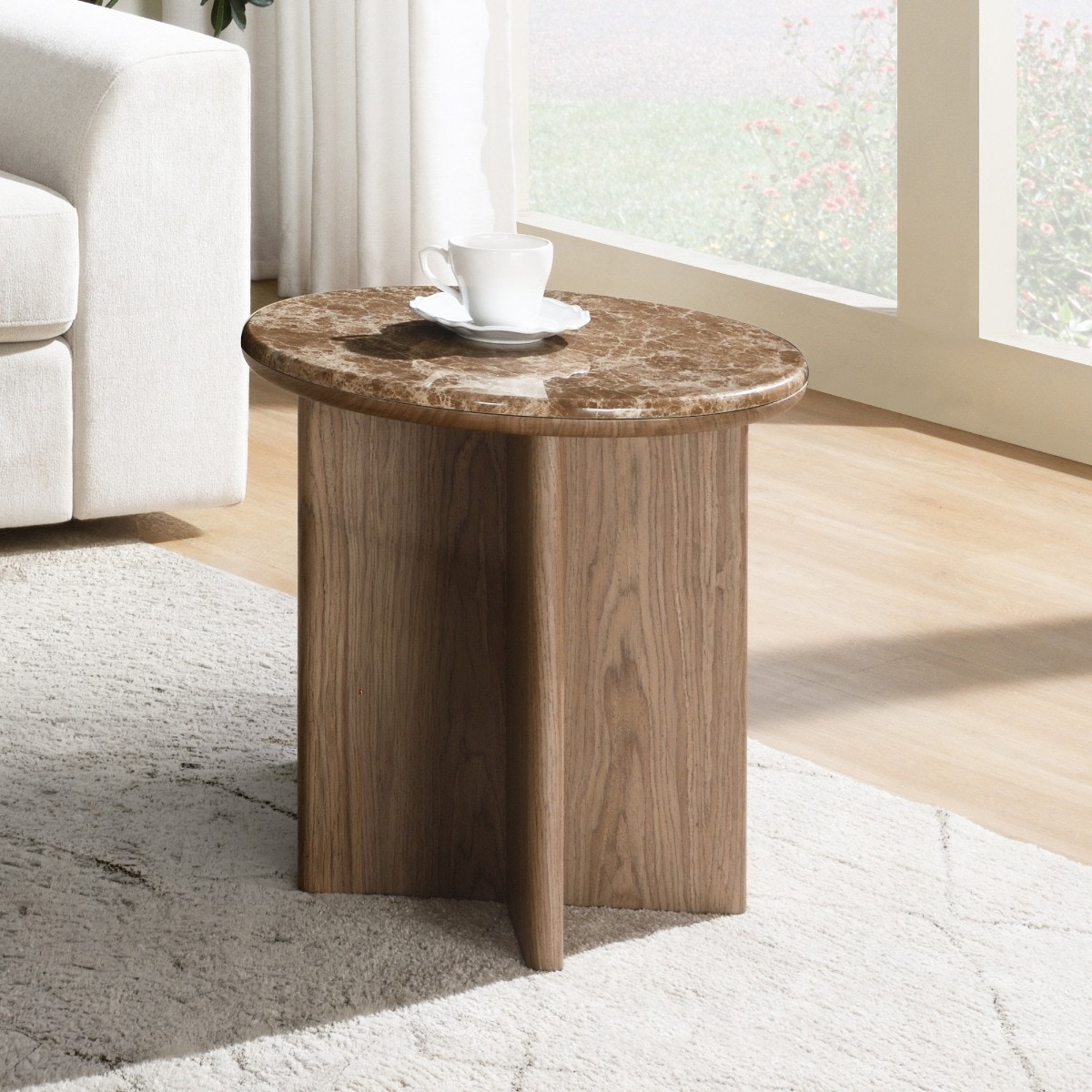  Markku End Table with Natural Marble 