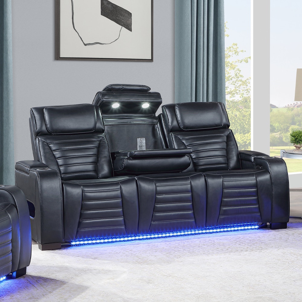  Ephron Power Motion Sofa With Dropdown Table, Wireless Charging, Reading Light, Power Headrests and LED 
