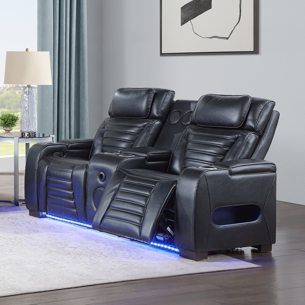  Ephron Power Motion Loveseat With Console, Power Headrests, LED and Speakers 