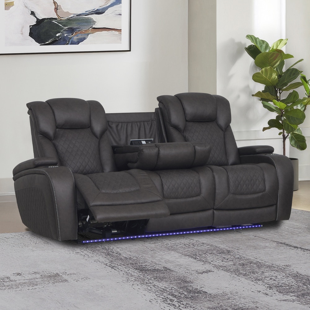  Wendell Power Motion Sofa with Dropdown Table, Storage, USB and LED 
