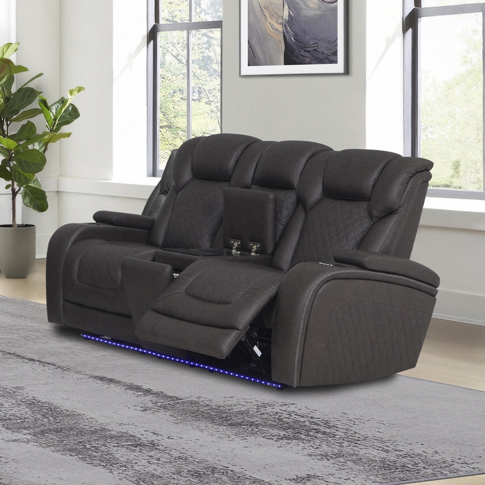  Wendell Power Motion Loveseat with Console, Wireless Charger, Storage, USB and LED 