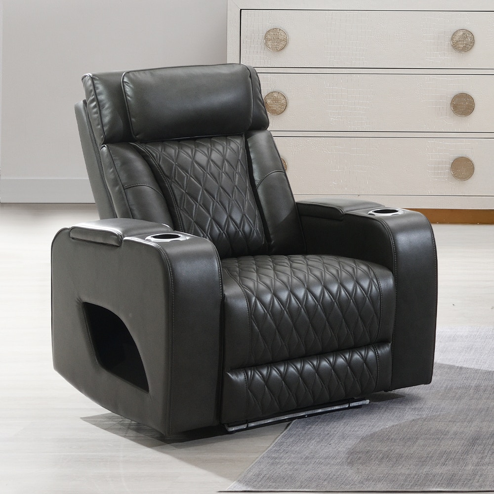  Taddeo Power Motion Recliner with Power Headrest, USB, Wireless Charger and LED 