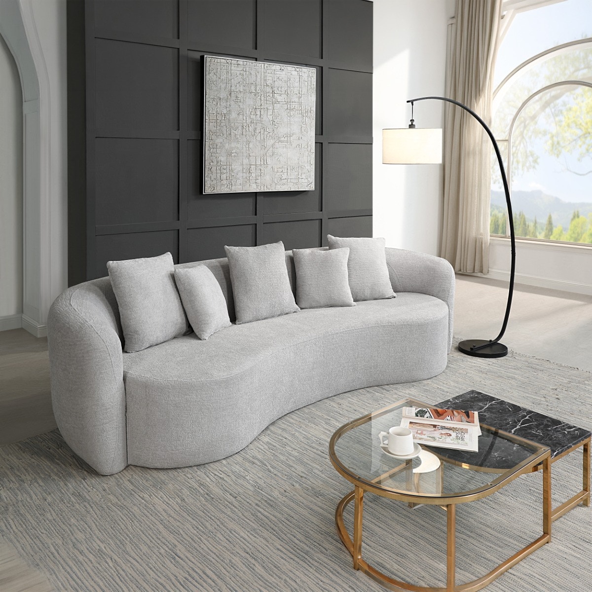  Barasa Oversized Compressed Sofa with 5 Pillows 