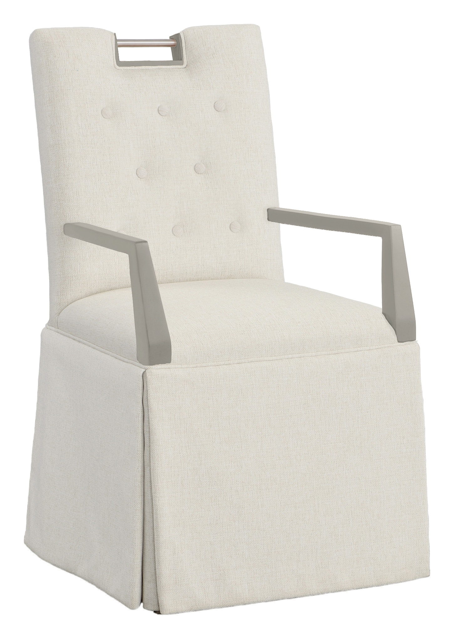 Fairfield Chair Company Nickel Metal Pull Button Back Skirted Arm Chair 1263-04-S