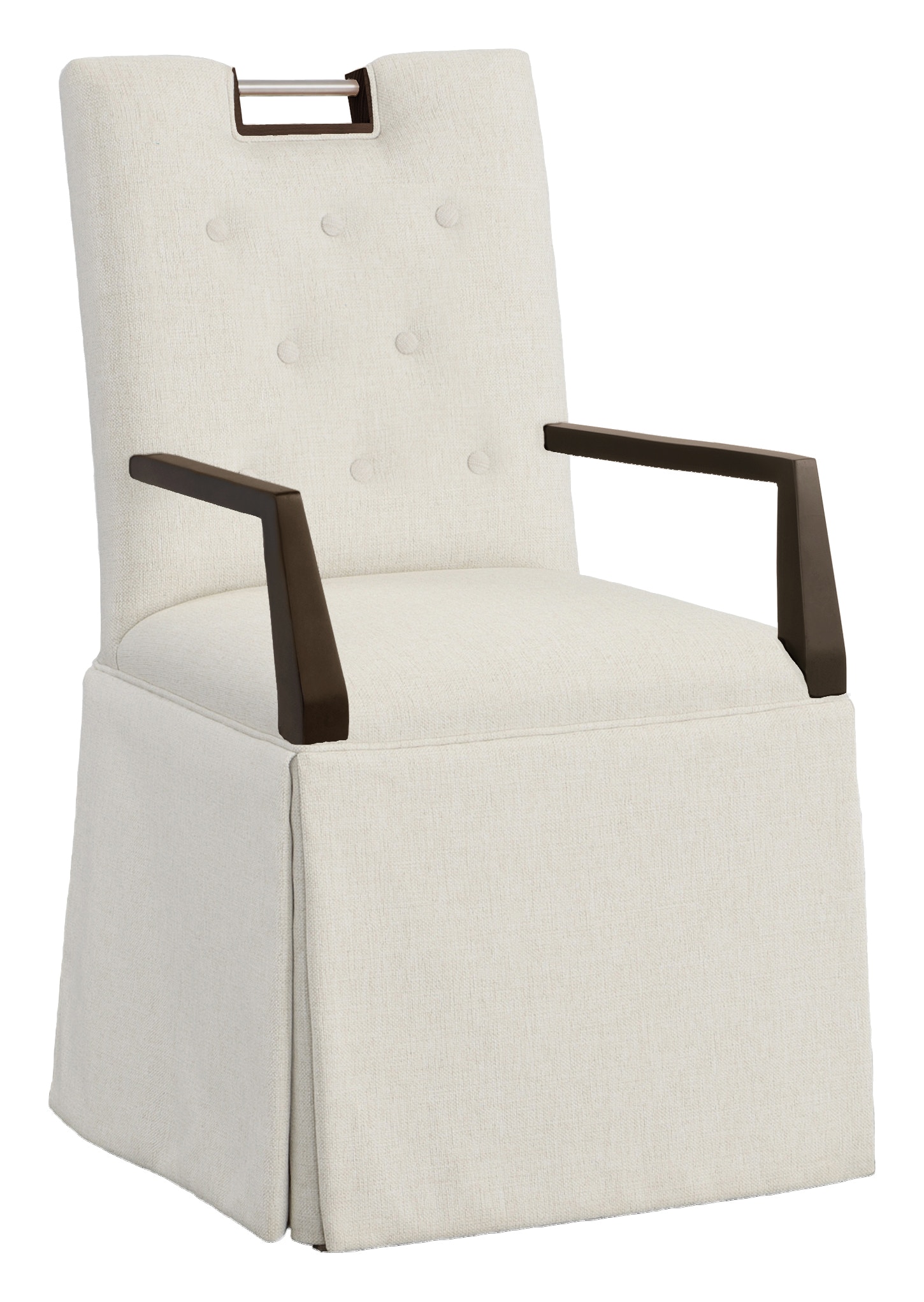 Fairfield Chair Company Nickel Metal Pull Button Back Skirted Arm Chair 1263-04-T