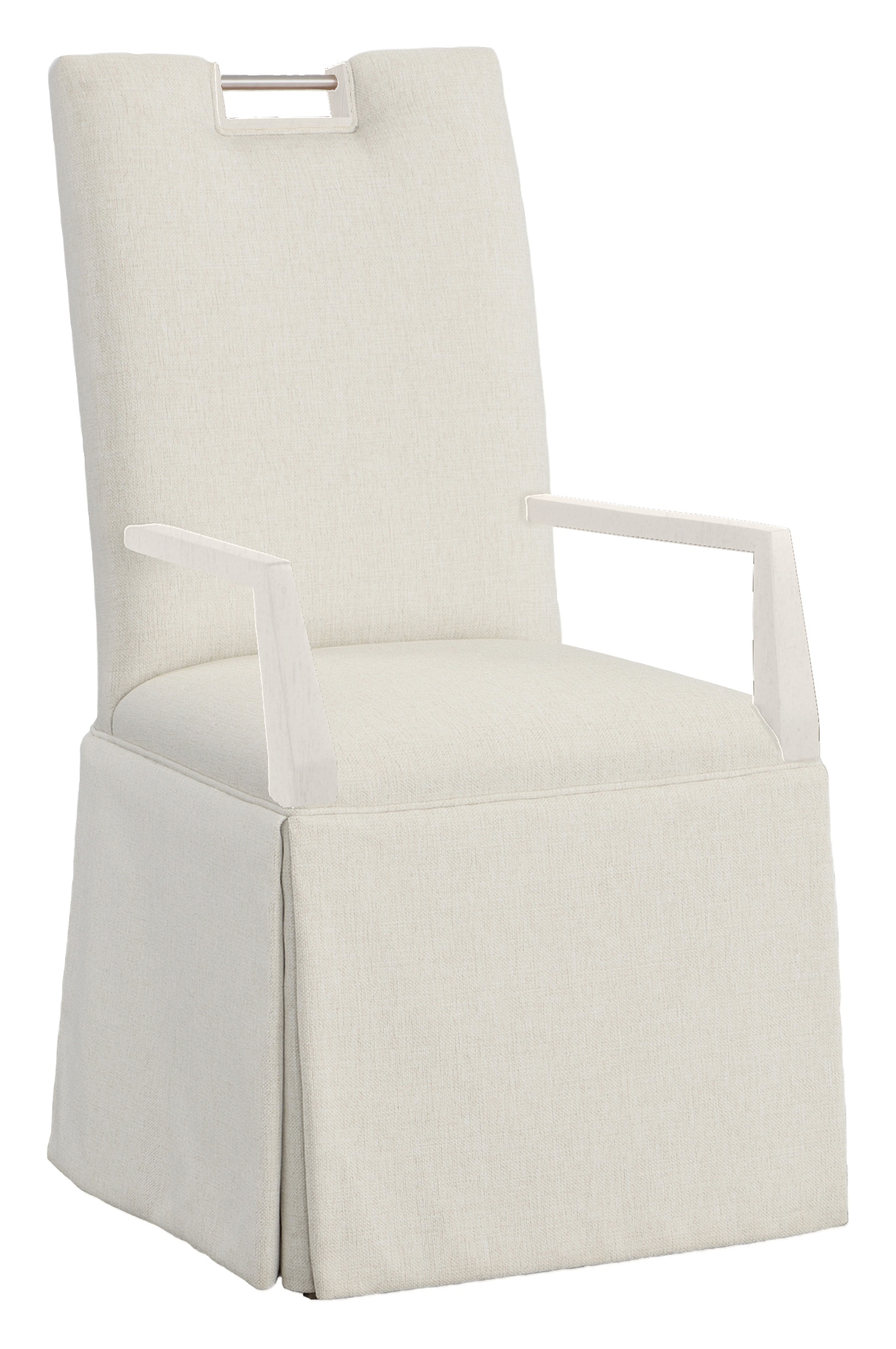 Fairfield Chair Company Nickel Metal Pull Tall Back Skirted Arm Chair 1265-04-L