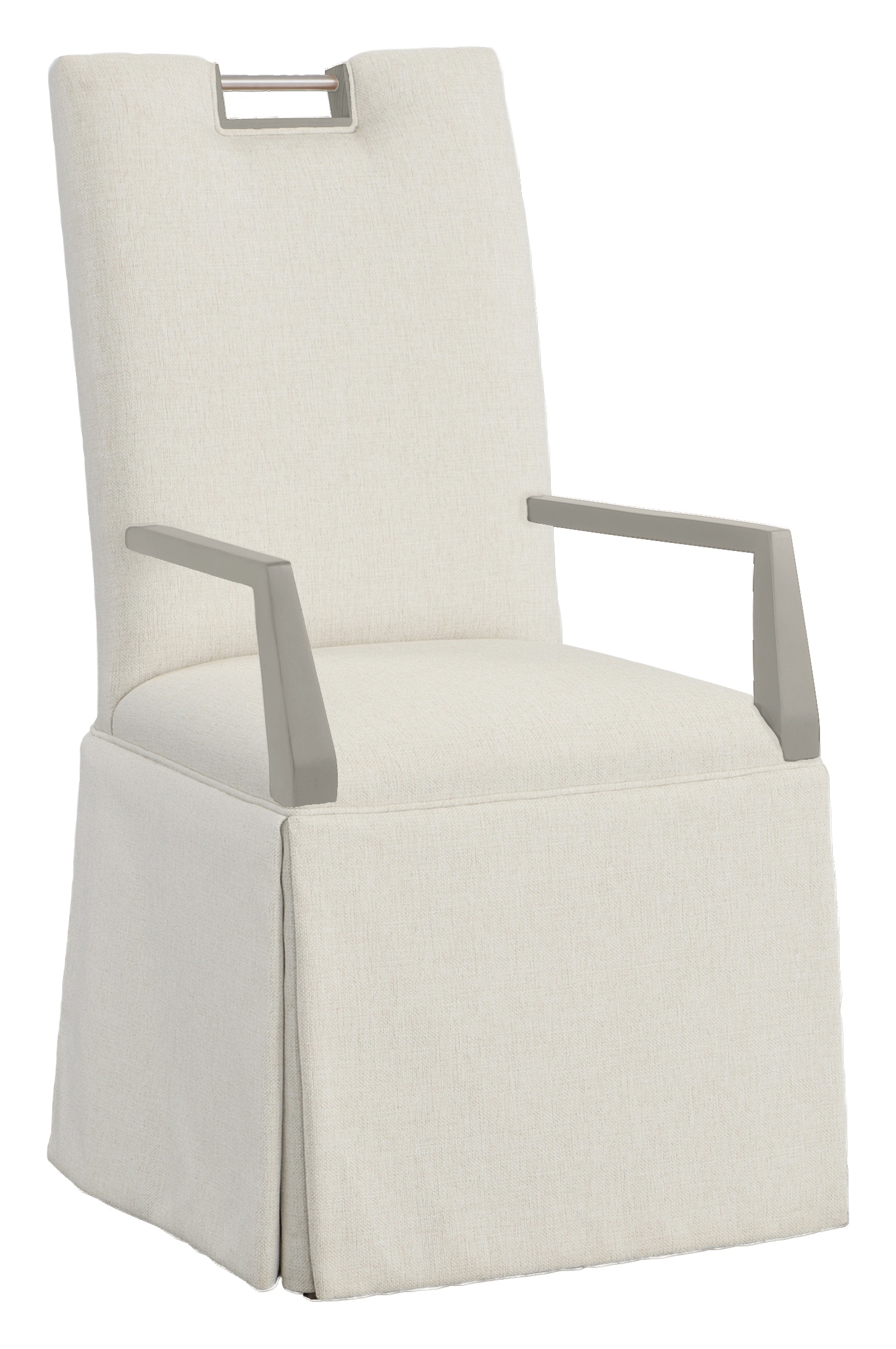 Fairfield Chair Company Nickel Metal Pull Tall Back Skirted Arm Chair 1265-04-S