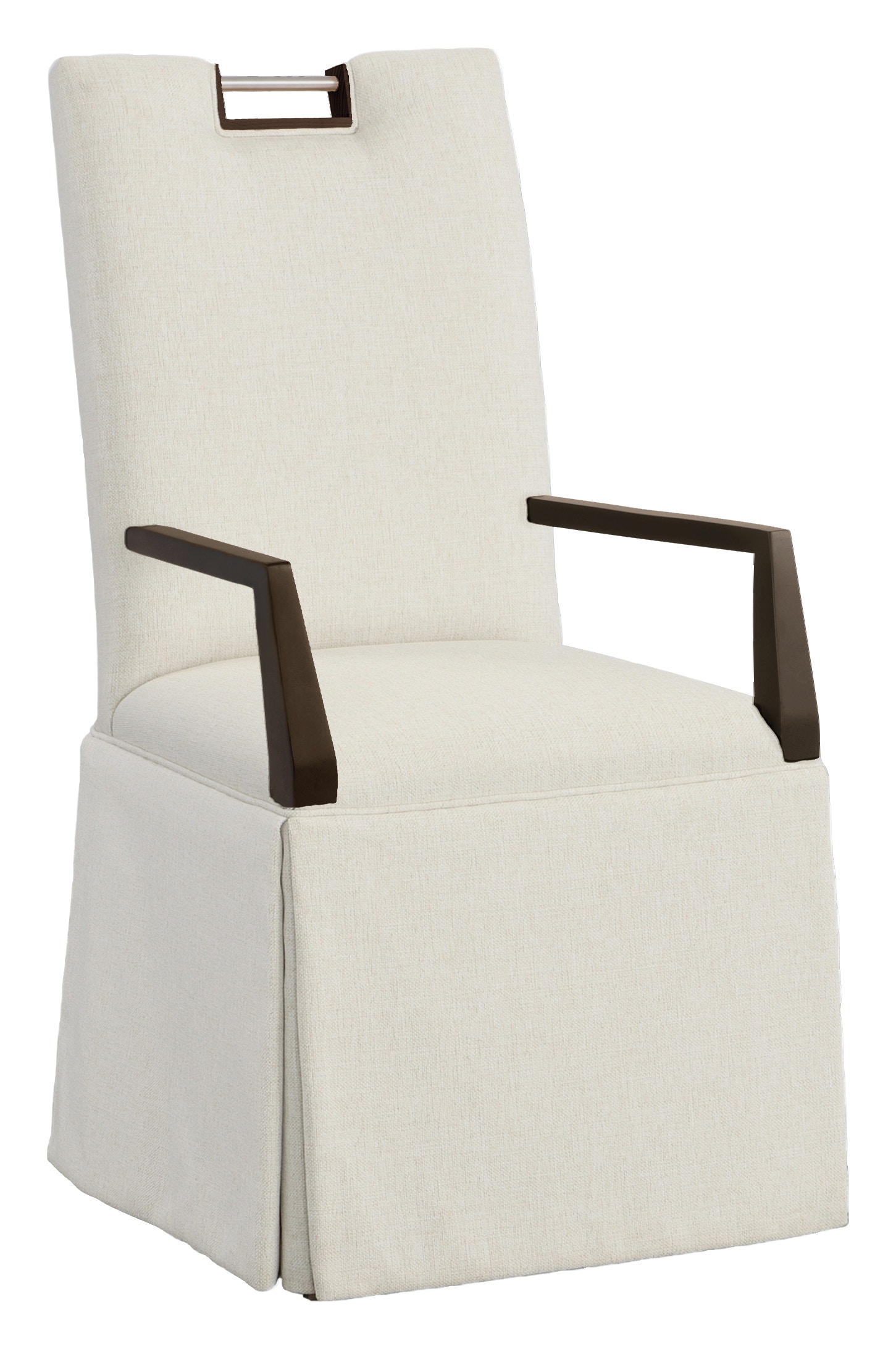 Fairfield Chair Company Nickel Metal Pull Tall Back Skirted Arm Chair 1265-04-T