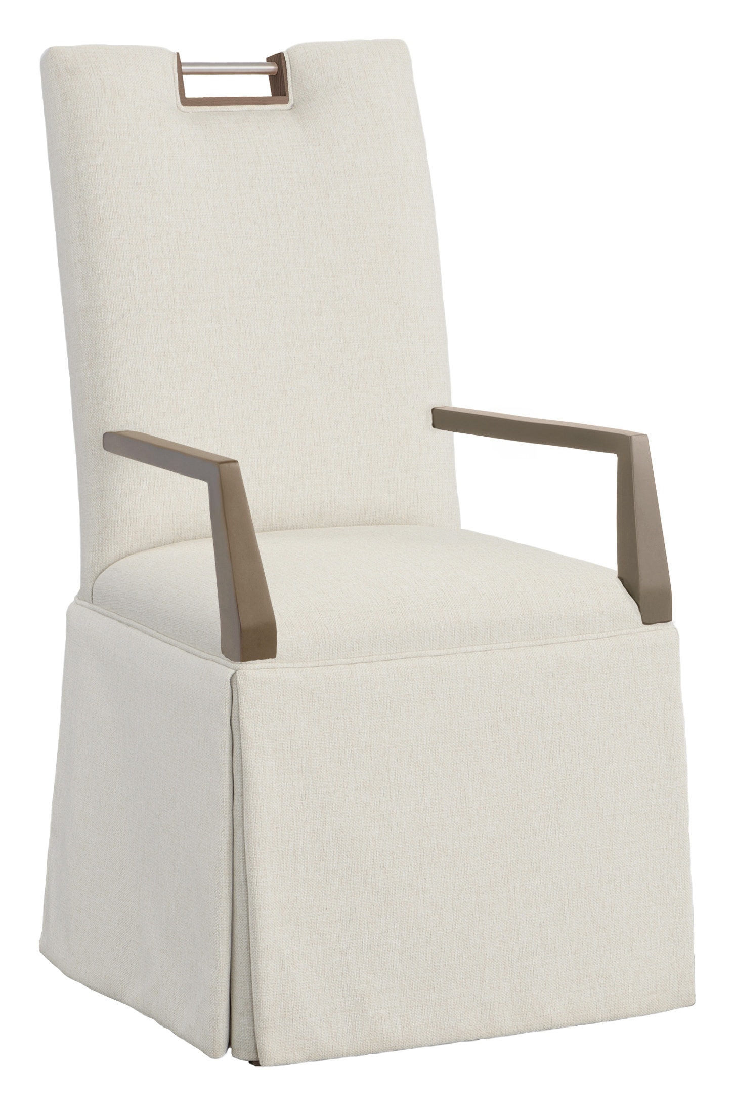 Fairfield Chair Company Nickel Metal Pull Tall Back Skirted Arm Chair 1265-04