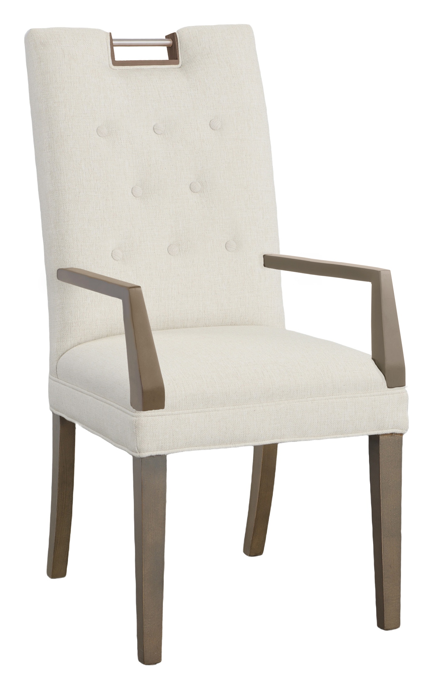Fairfield Chair Company Nickel Metal Pull Tall Button Back Arm Chair 1266-04-M