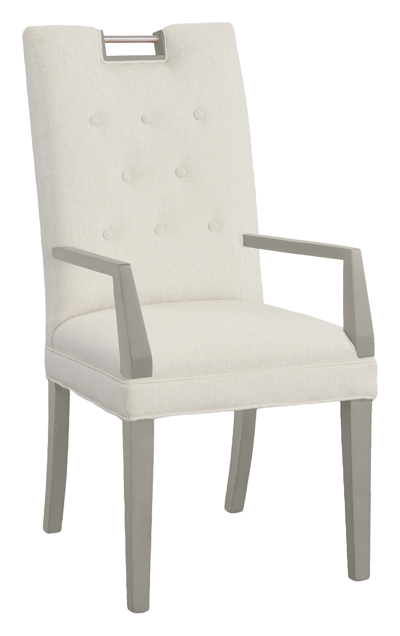 Fairfield Chair Company Nickel Metal Pull Tall Button Back Arm Chair 1266-04-S