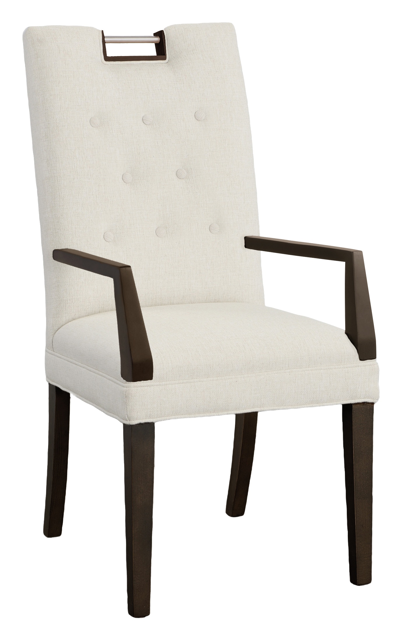 Fairfield Chair Company Nickel Metal Pull Tall Button Back Arm Chair 1266-04-T