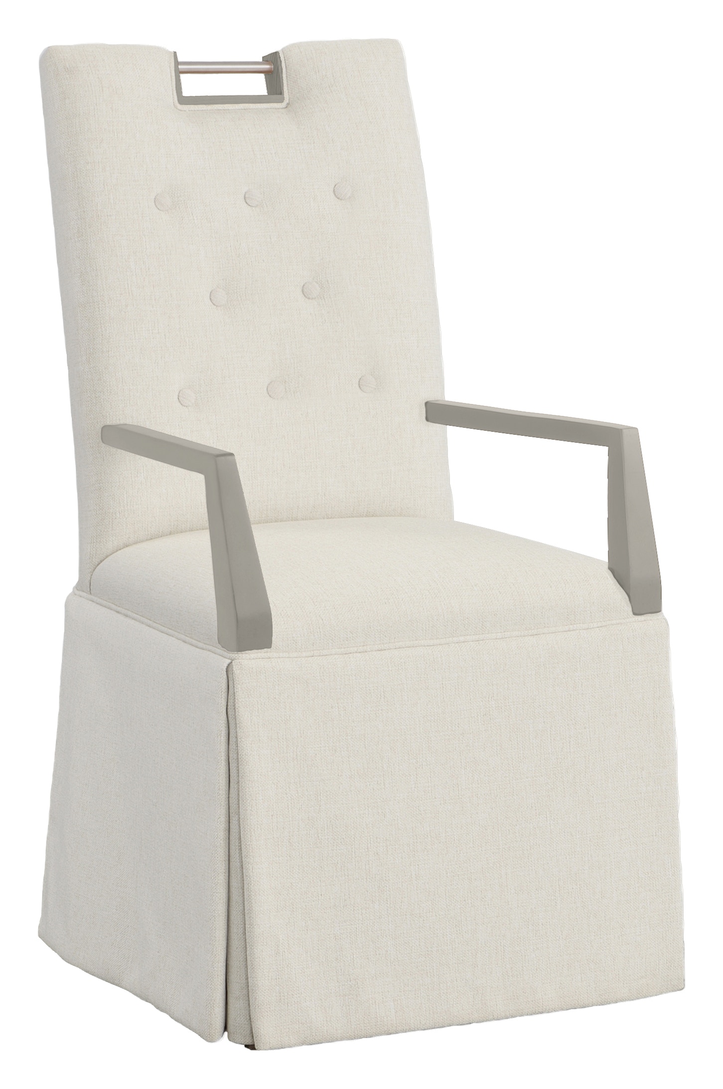Fairfield Chair Company Nickel Metal Pull Tall Button Back Skirted Arm Chair 1267-04-S