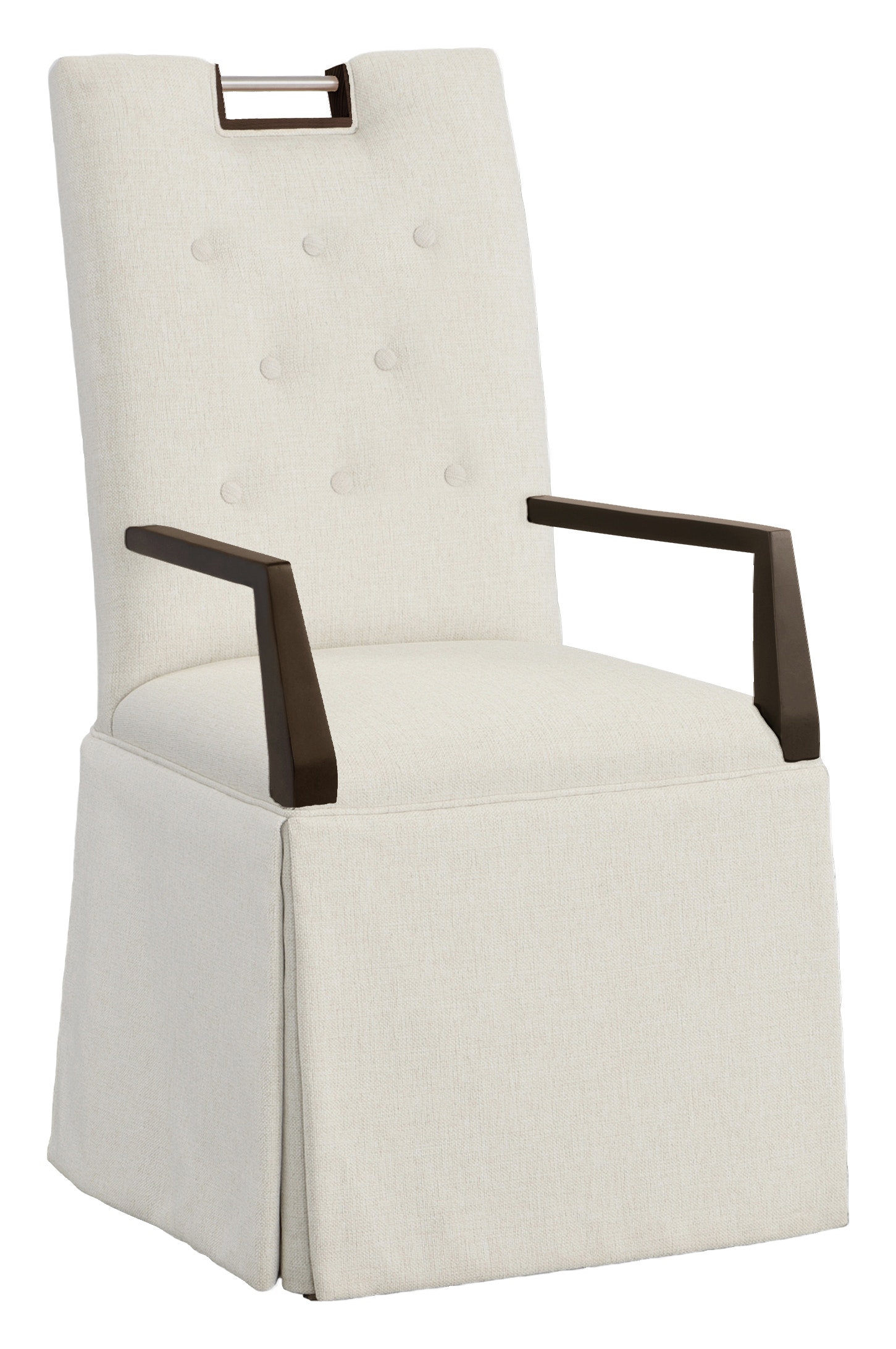 Fairfield Chair Company Nickel Metal Pull Tall Button Back Skirted Arm Chair 1267-04-T