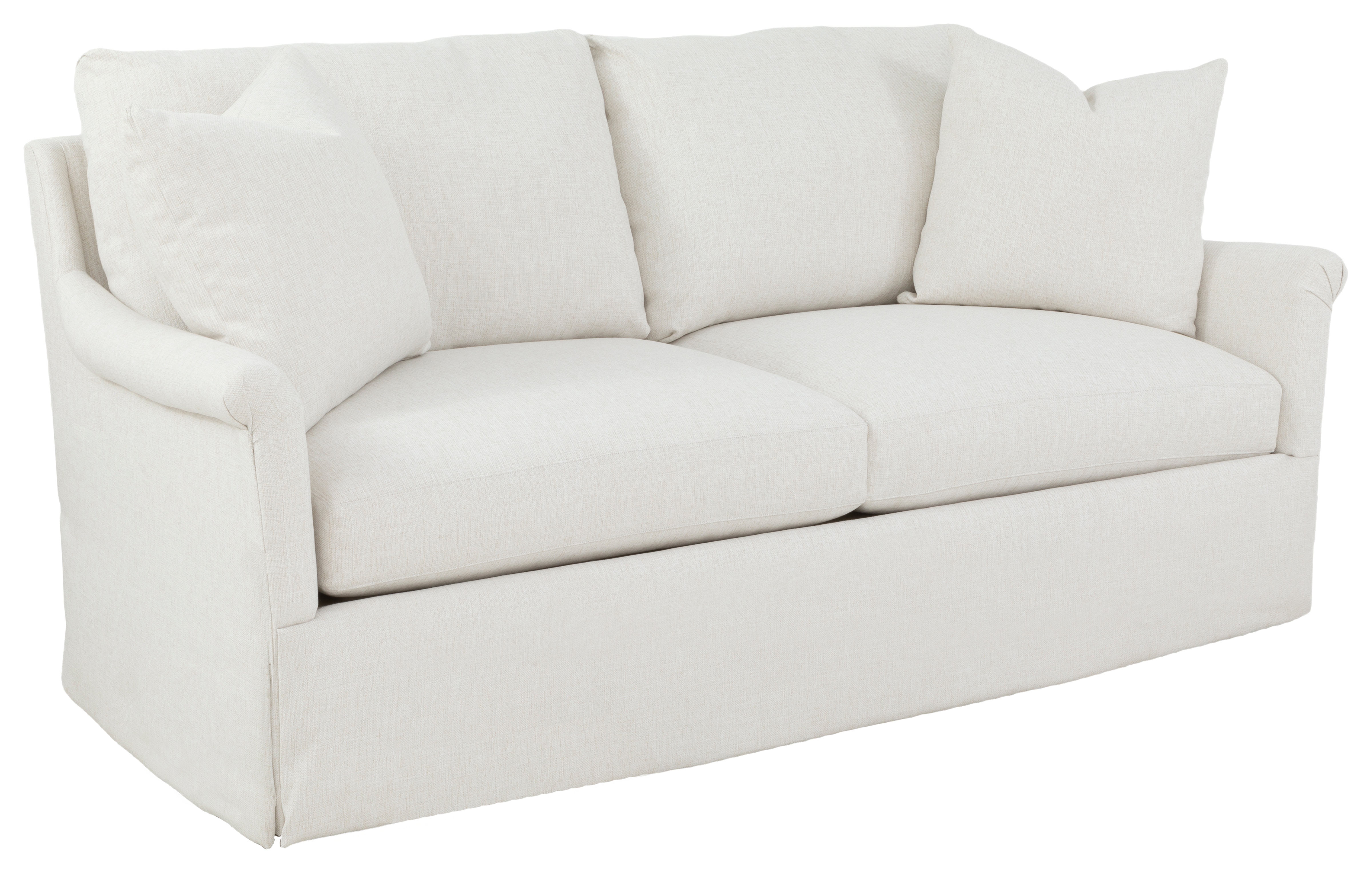  Olivia 80 Inch Rolled Pleated Arm Skirted Sofa 2730-80-W