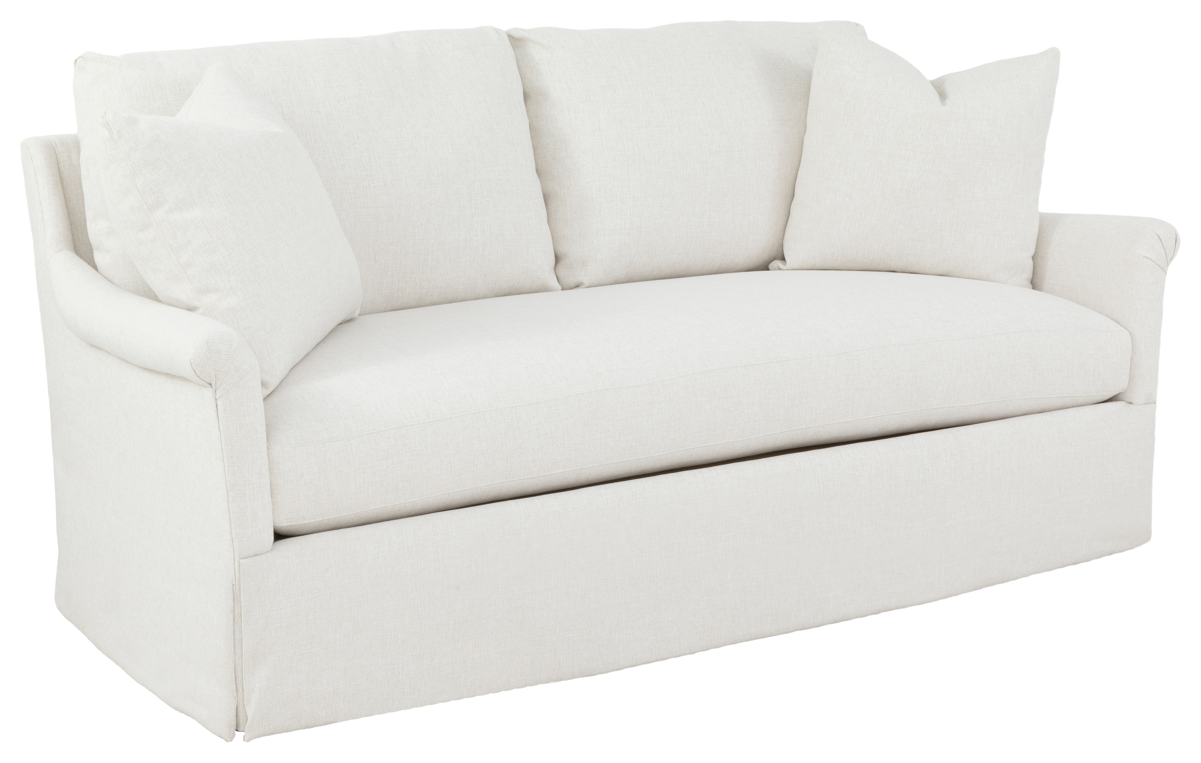  Olivia 80 Inch Rolled Pleated Arm Skirted Sofa 2732-80-W