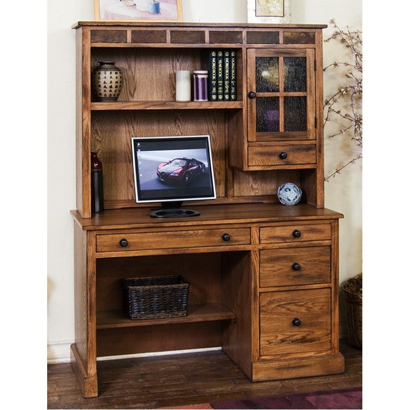 single pedestal desk with hutch