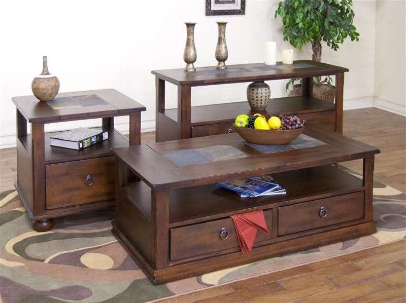 Sunny Designs Living Room Santa Fe Occasional Tables With Drawers