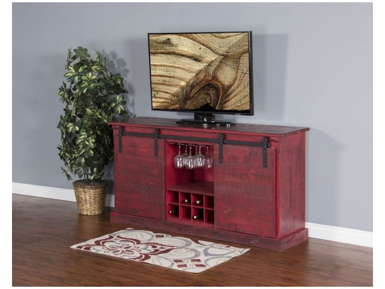 Sunny Designs Home Entertainment Burnt Red Barn Door TV ...