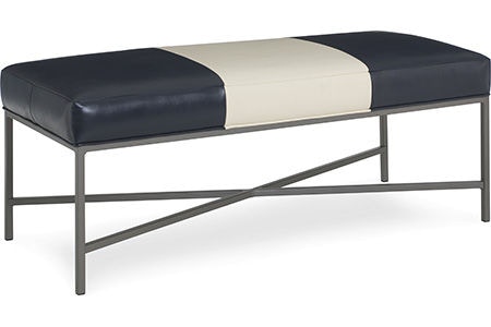 CR Laine Leather Rect Metal Ottoman (49W X 21D) L9487