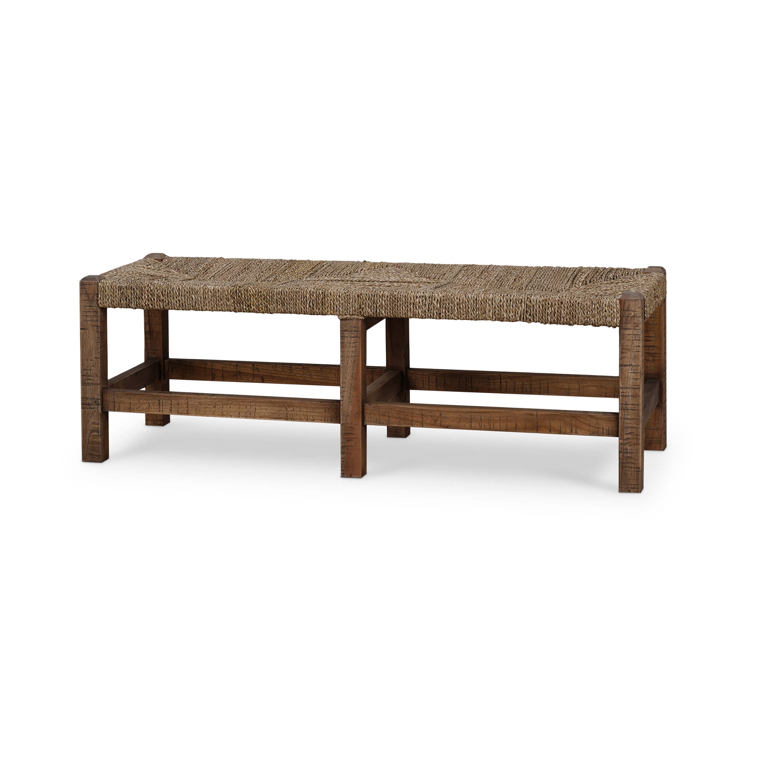 Bramble Tuscan Teak Bench with Sea Grass Seat 28075
