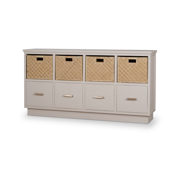 Bramble Dakota Storage Unit with Drawers and Rattan Baskets 