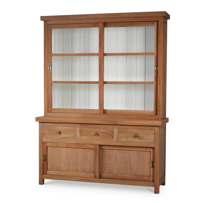 Bramble Madrone Sliding Door Display Cabinet with 3 Drawers 28220