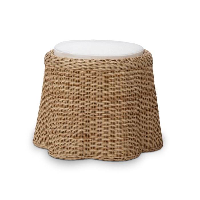Bramble Newport Rattan Round Small Ottoman with Cushion 28456