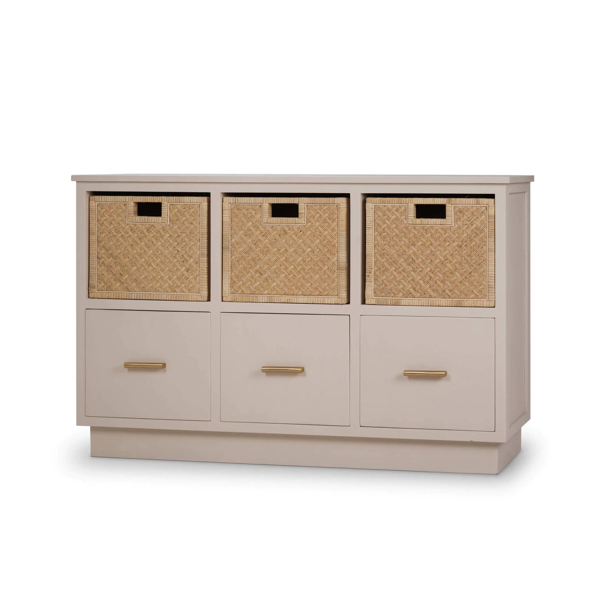 Bramble Dakota Storage Unit with 3 Drawers and Rattan Baskets 28695
