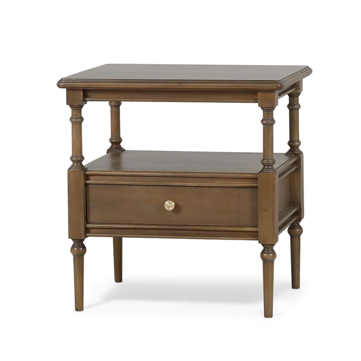 Bramble Palmetto Side Table w/ Open Shelf & Drawer 29132