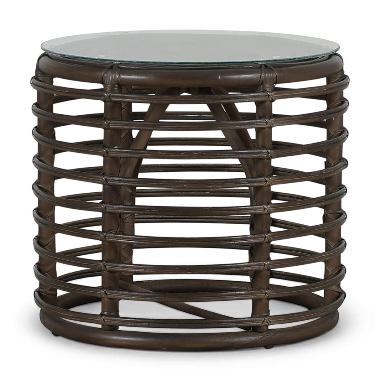 Bramble Portico Rattan Side Table w/ Glass Top 29156