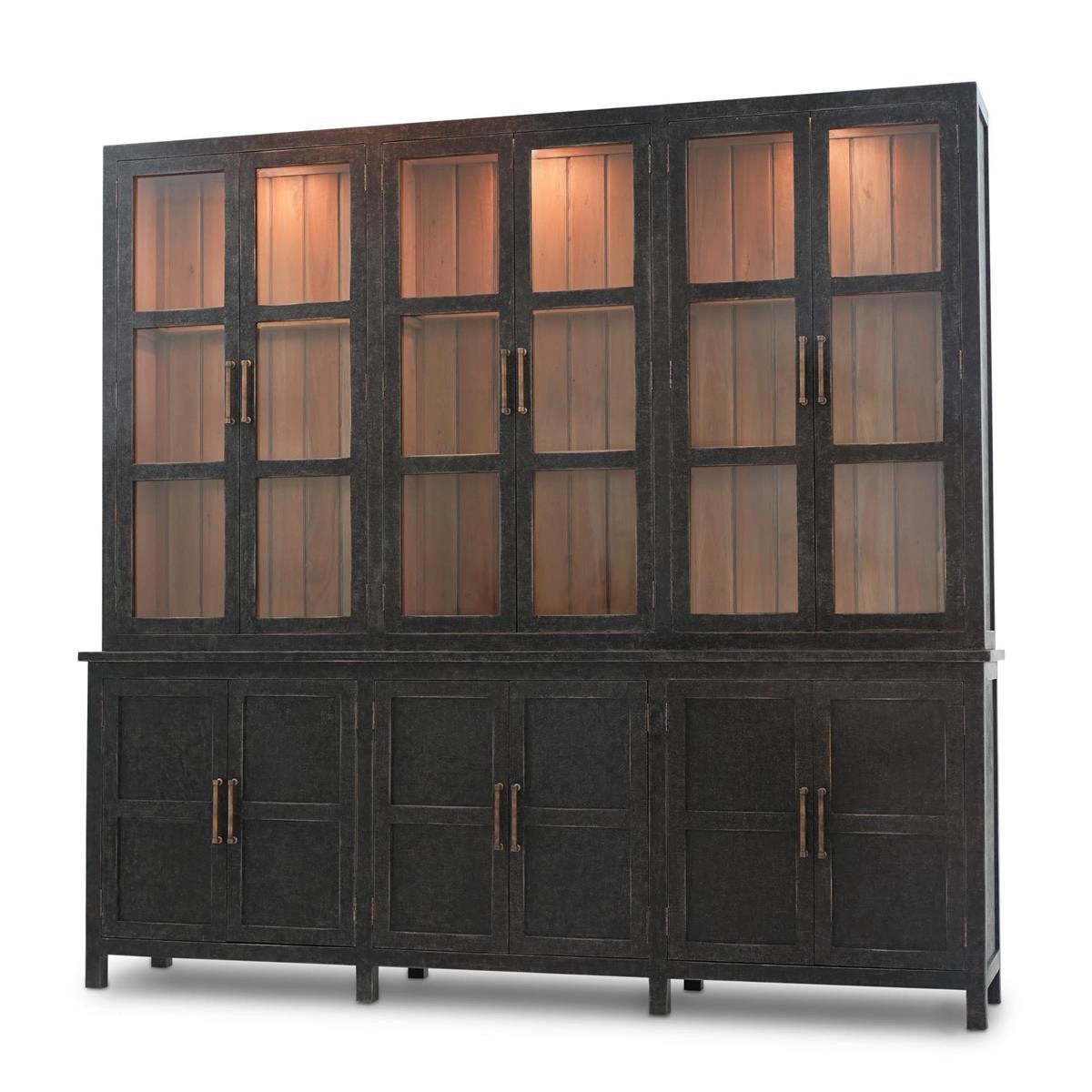 Bramble Madrone 12 Door Display Cabinet w/ Glass Shelves and LED Lights 68282