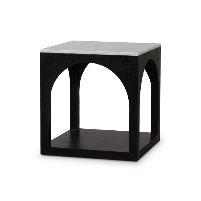 Bramble Hastings Linen Wrapped Marble Top End Table 76704