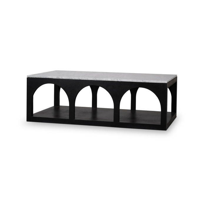 Bramble Hastings Linen Wrapped Marble Top Cofee Table 76705