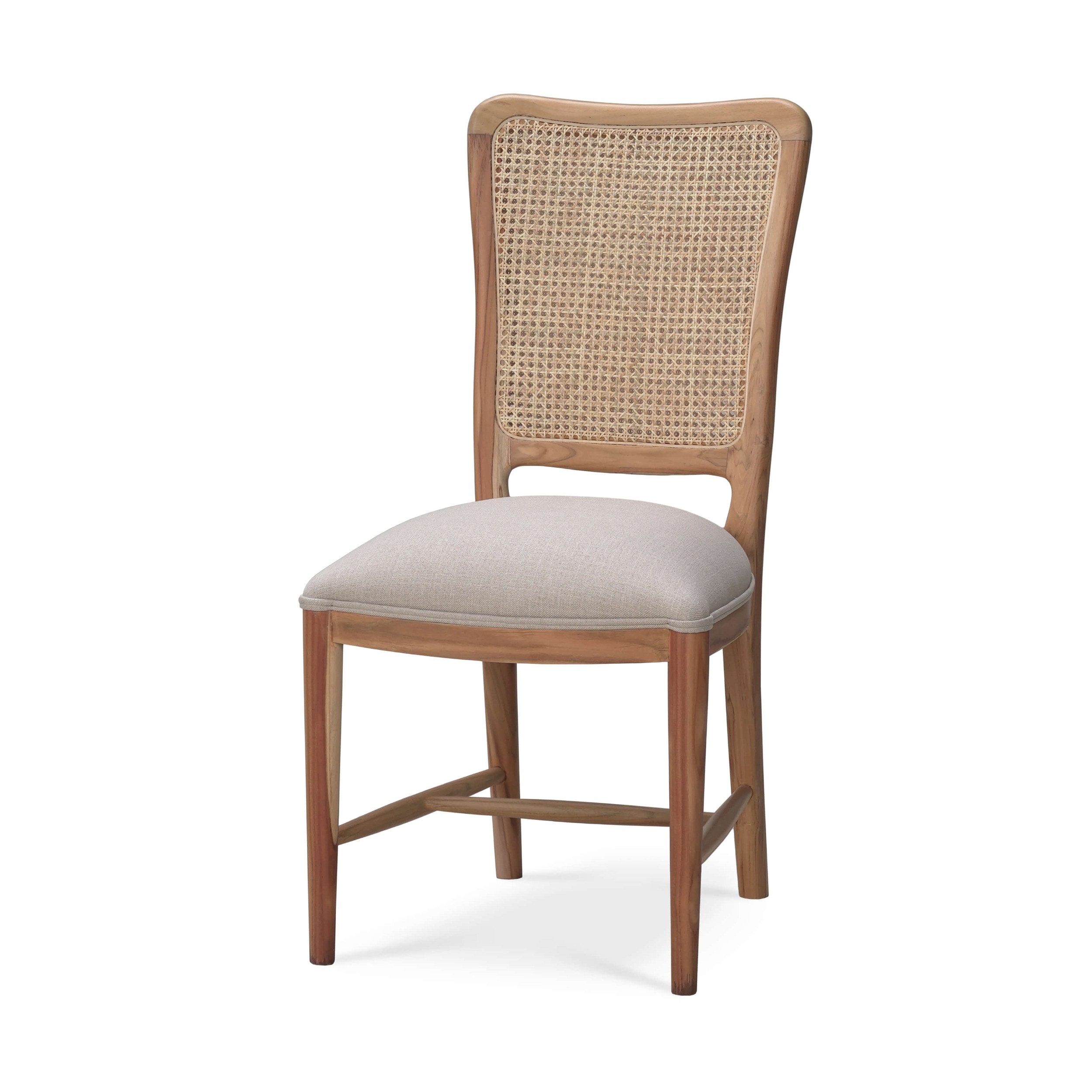 Bramble Laurna Dining Chair with Upholstered Seat and Rattan Back - Teak 85047
