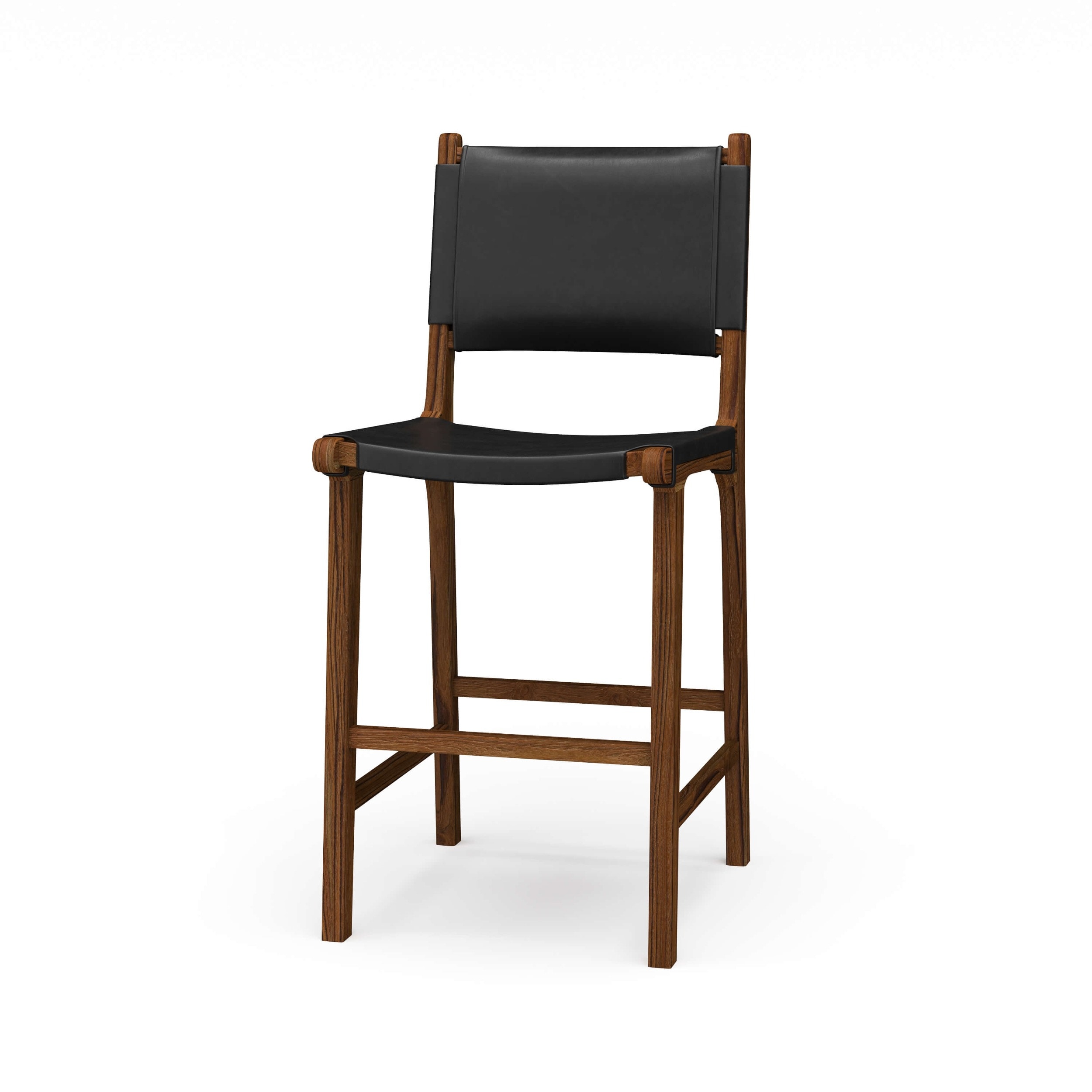 Bramble Logan Counter Stool with Leather - Teak 85207
