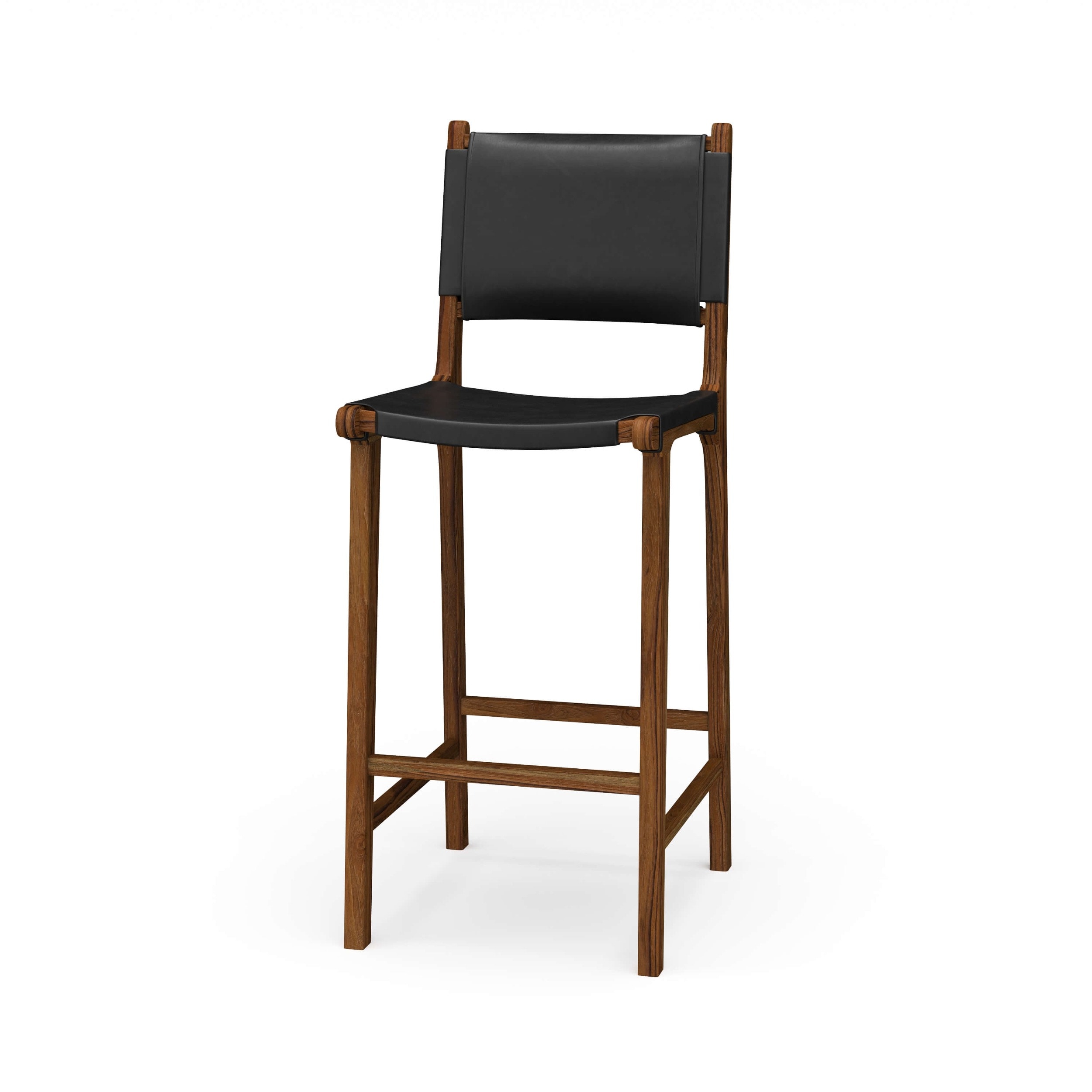 Bramble Logan Barstool with Leather - Teak 85208